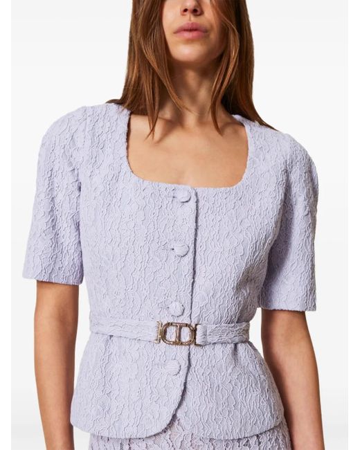 Twinset Purple Veste À Design Tissé