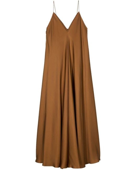 Vestido asimétrico con cuello en V Rohe de color Brown