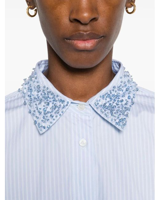 Fabiana Filippi White Crystal-Embellished Striped Shirt