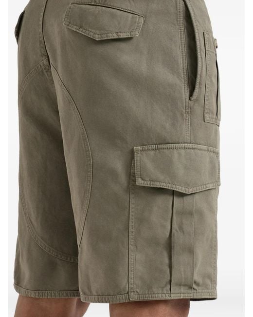 Brunello Cucinelli Gray Garment-dyed Bermuda Shorts In Cotton And Linen Canvas With Cargo Pockets for men