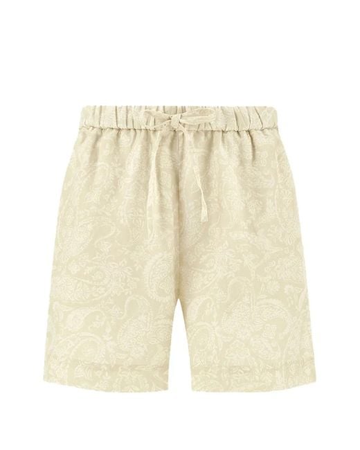 Paul & Shark Natural Paisley-Print Linen Shorts