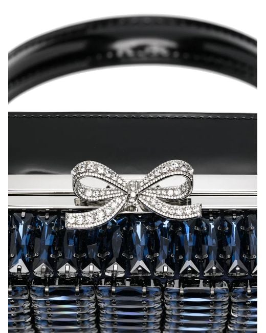 Self-Portrait Blue Crystal-Embellished Top-Handle Mini Bag