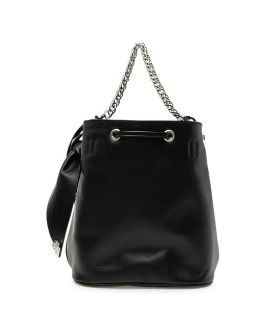 Toga Black Chain-Link Drawstring Shoulder Bag