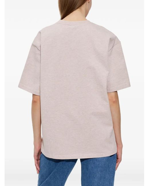 Ganni Pink Logo-Appliqué T-Shirt