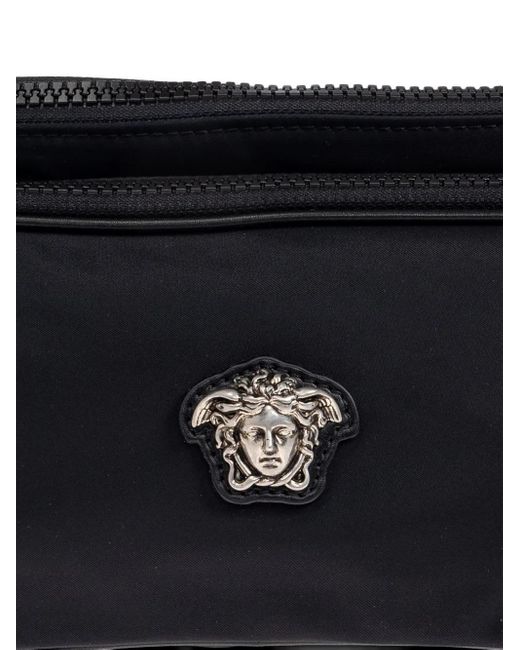 Versace Black La Medusa Nylon Belt Bag for men