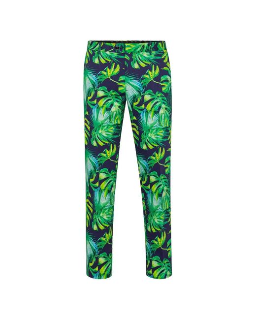 Billionaire Green Palm-Print Slim-Fit Trousers for men