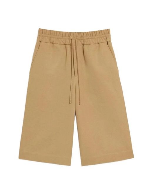 AMI White Large Elasticated Cotton And Linen Bermuda Shorts for men