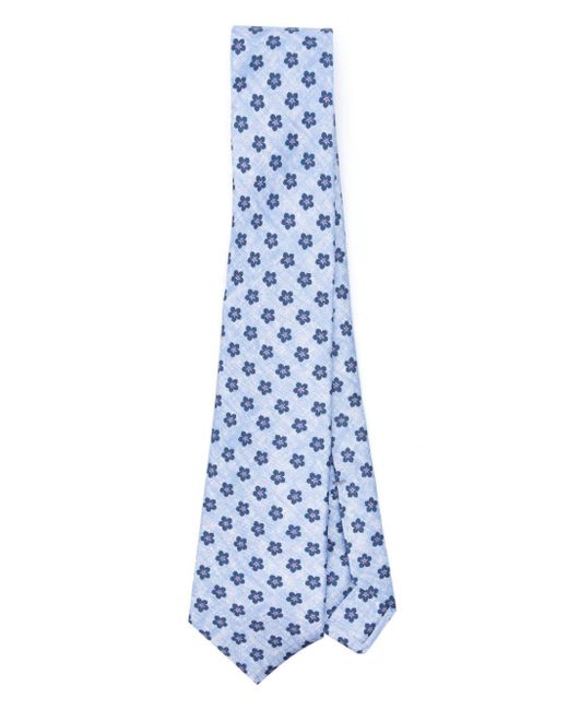 Cravate en soie à fleurs Kiton pour homme en coloris Blue