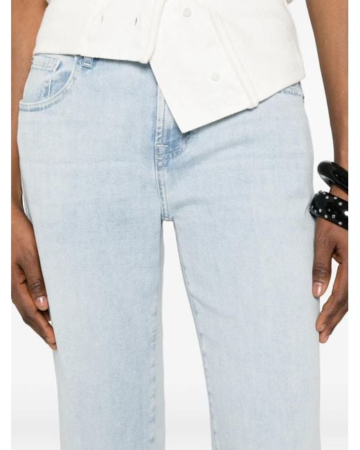 7 For All Mankind Blue Calie Raw-Cut Straight-Leg Jeans