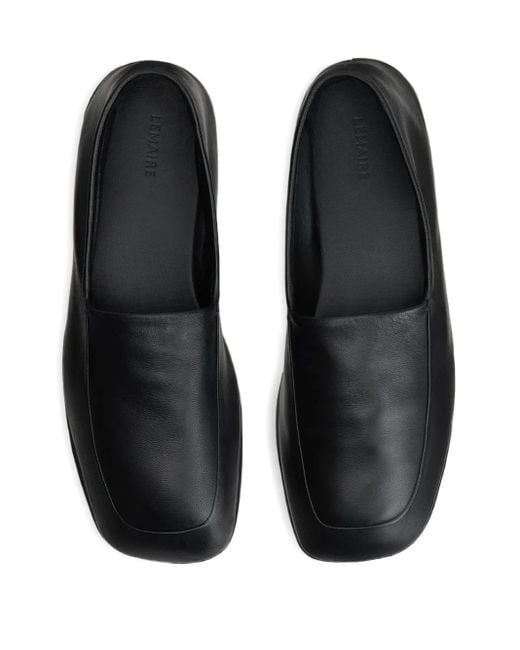 Lemaire Black Slip-On Square-Toe Loafers