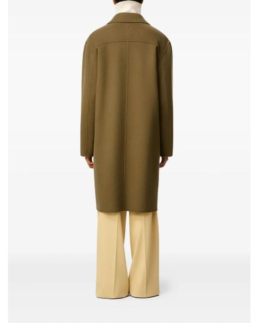 AMI Green Wool Belted Coat for men