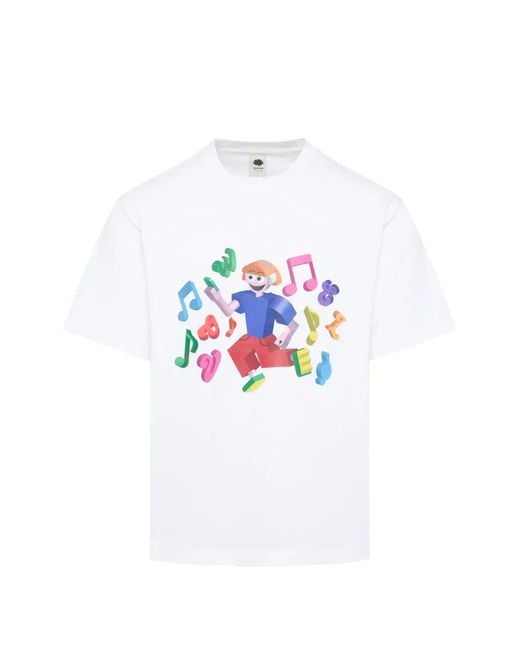 vowels White 3D Front-Print T-Shirt for men