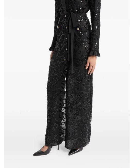 Alessandra Rich Black Sequin-Embellishment Maxi Dress