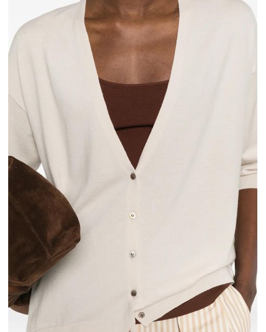 Hemisphere Natural V-Neck Button Cardigan