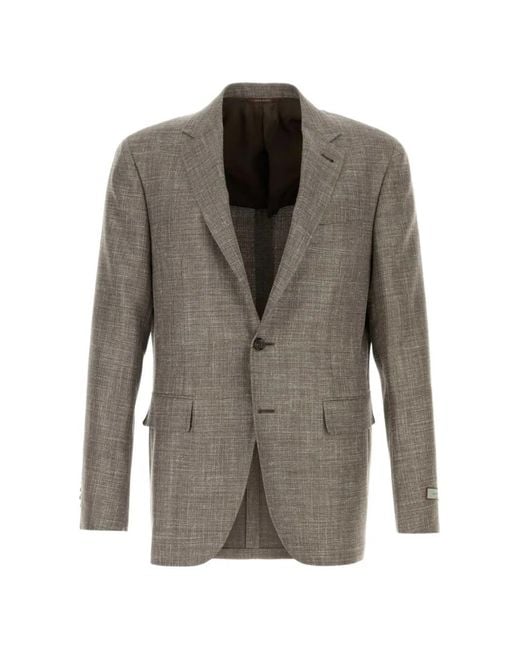 Canali Gray Notched-Lapel Blazer for men