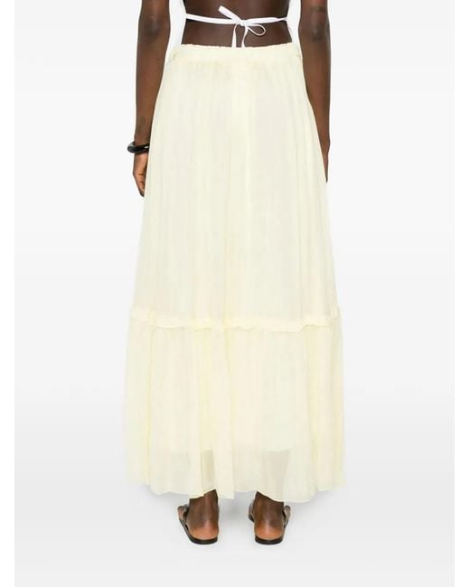 SOLOTRE White Tiered Ruffled Maxi Skirt