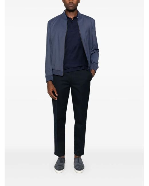 Boss Blue Zip-Up Bomber Jacket for men
