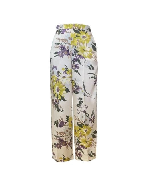 Marella Metallic Floral-Pattern Trousers