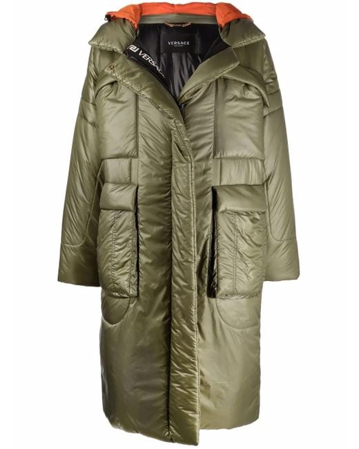 Abrigo Acolchado Con Capucha Versace de color Green