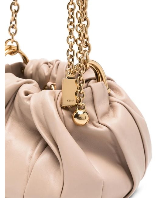 Chloé Natural Plissé Shoulder Bag With Chain