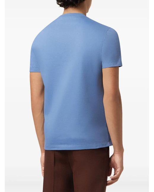 Versace Blue T-Shirt With Printed Logo for men