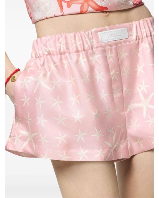 Versace Pink Stella Marina Silk Boxer Shorts