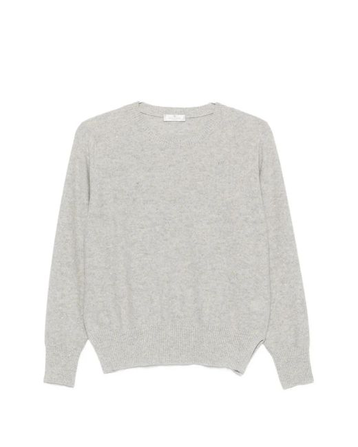 Panicale White Sequin-Embellished Side-Slit Sweater