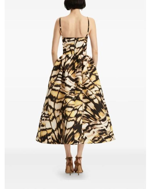 Robe En Soie À Coupe Mi-Longue Oscar de la Renta en coloris White