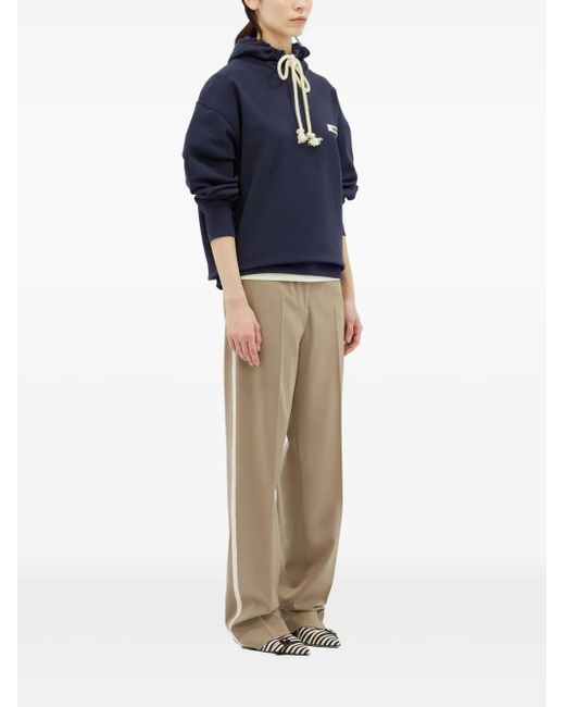 MSGM Blue Logo-Patch Hoodie
