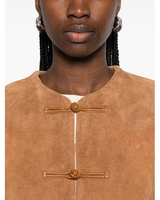 Rohe Brown Mandarin-Collar Suede Jacket