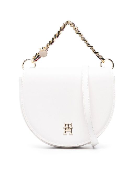 Tommy Hilfiger Chic Chain Leather Crossbody Bag in White | Lyst