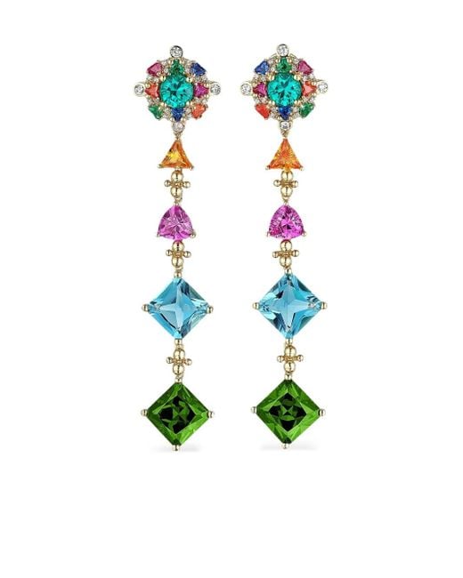 Anabela Chan White 18Kt Vermeil Tropical Paradise Multi-Stone And Diamond Clip-On Earrings