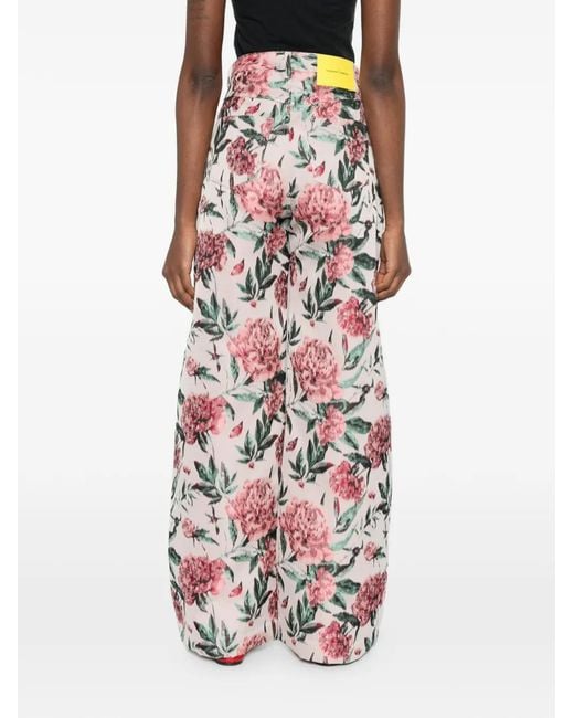 Marques'Almeida White Floral Brocade Trousers