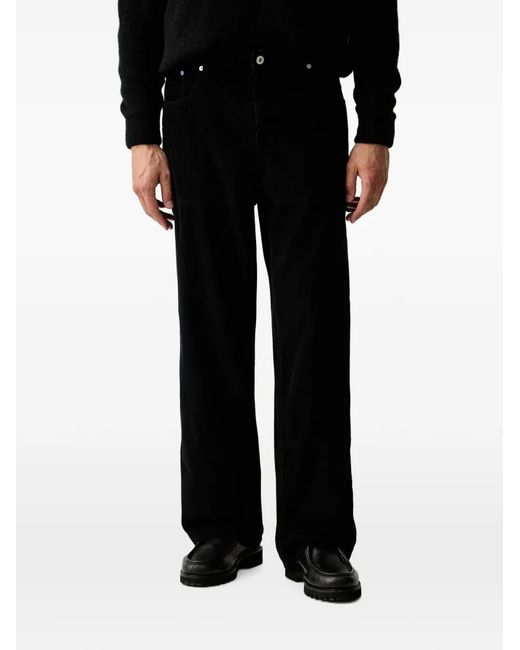 Karl Lagerfeld Black Corduroy-Texture Carpenter Trousers for men
