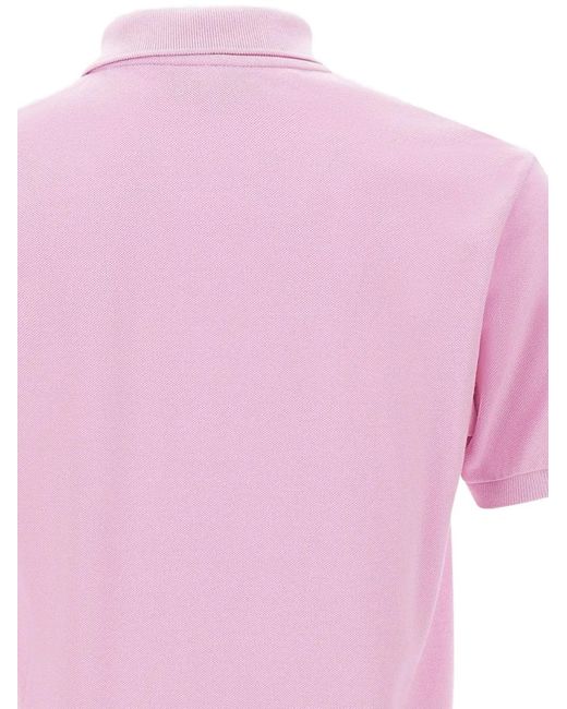 Lacoste Pink Logo-Embroidered Polo Shirt for men