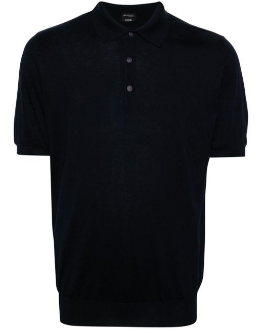 Kiton Black Knitted Polo Shirt for men