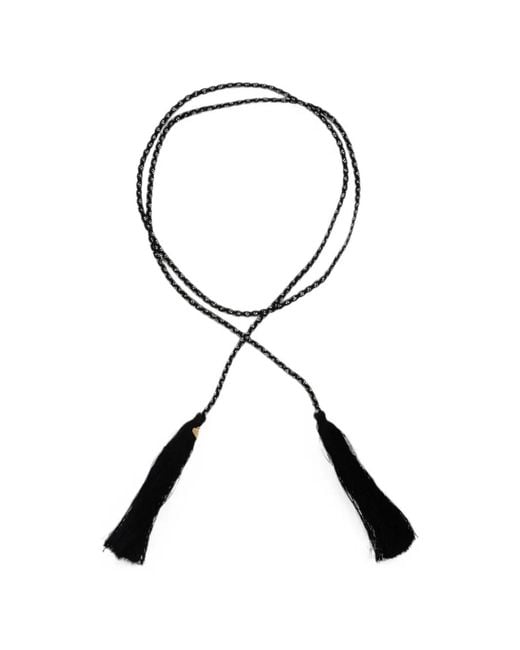 Forte_forte Black Tassel-Detail Braided Belt