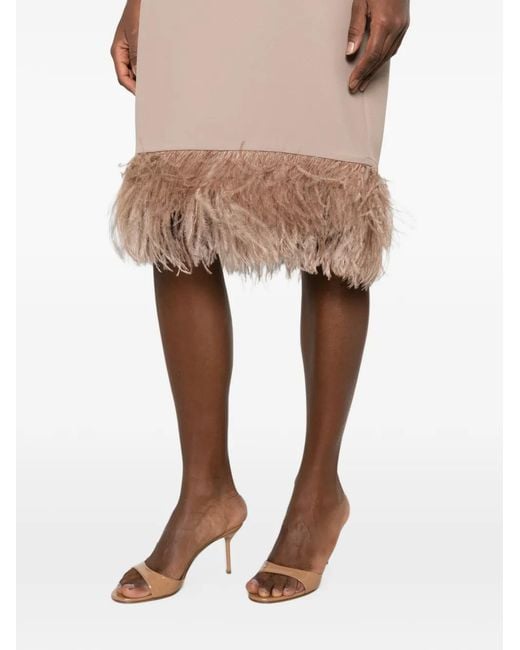 Fabiana Filippi Pink Feather-Trim Shift Dress