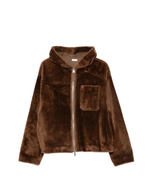 UTZON Brown Hooded Chest-Pocket Reversible Jacket