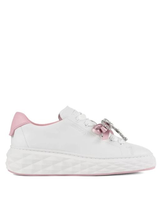 Jimmy Choo White Baskets Diamond Light Maxi F À Nœud Orné De Cristaux