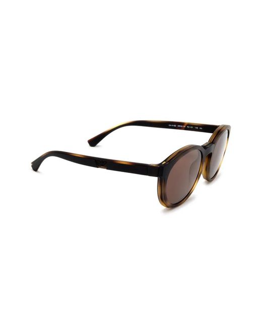 Emporio Armani Black Tortoiseshell-Effect Round Sunglasses for men