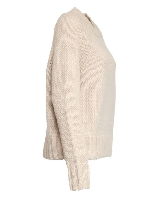 Maglione A Coste A Collo Alto di Allude in Natural
