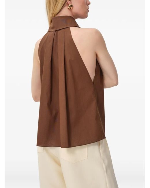 Concepto Brown Sunlit Collar-Button Blouse