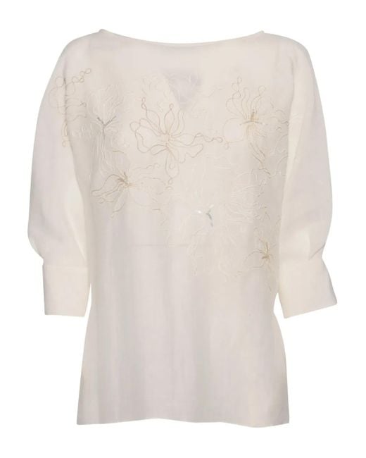 Antonelli White Embroidered Blouse