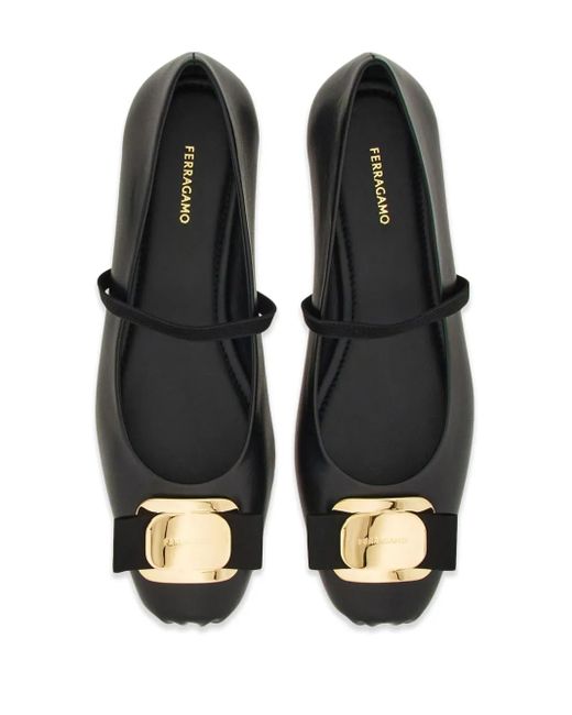 Ferragamo Black New Vara Plate Dancers