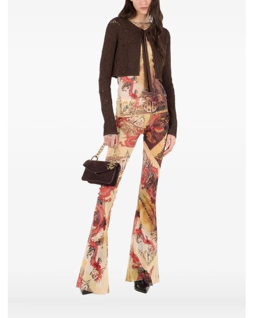 Roberto Cavalli Pink Dragon-Motif Long-Sleeve Top