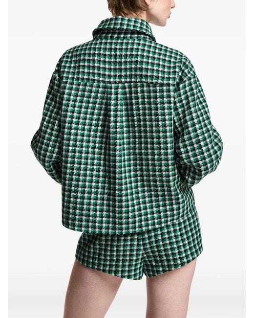Essentiel Antwerp Green Kitten Checked Jacket