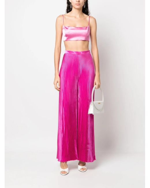 L'idée Pink Pleated High-Waisted Trousers