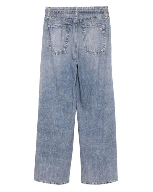 Rag & Bone Blue Miramar Faded-Effect Wide-Leg Jeans