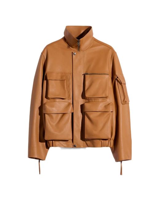Lemaire Brown Multipocket Leather Jacket